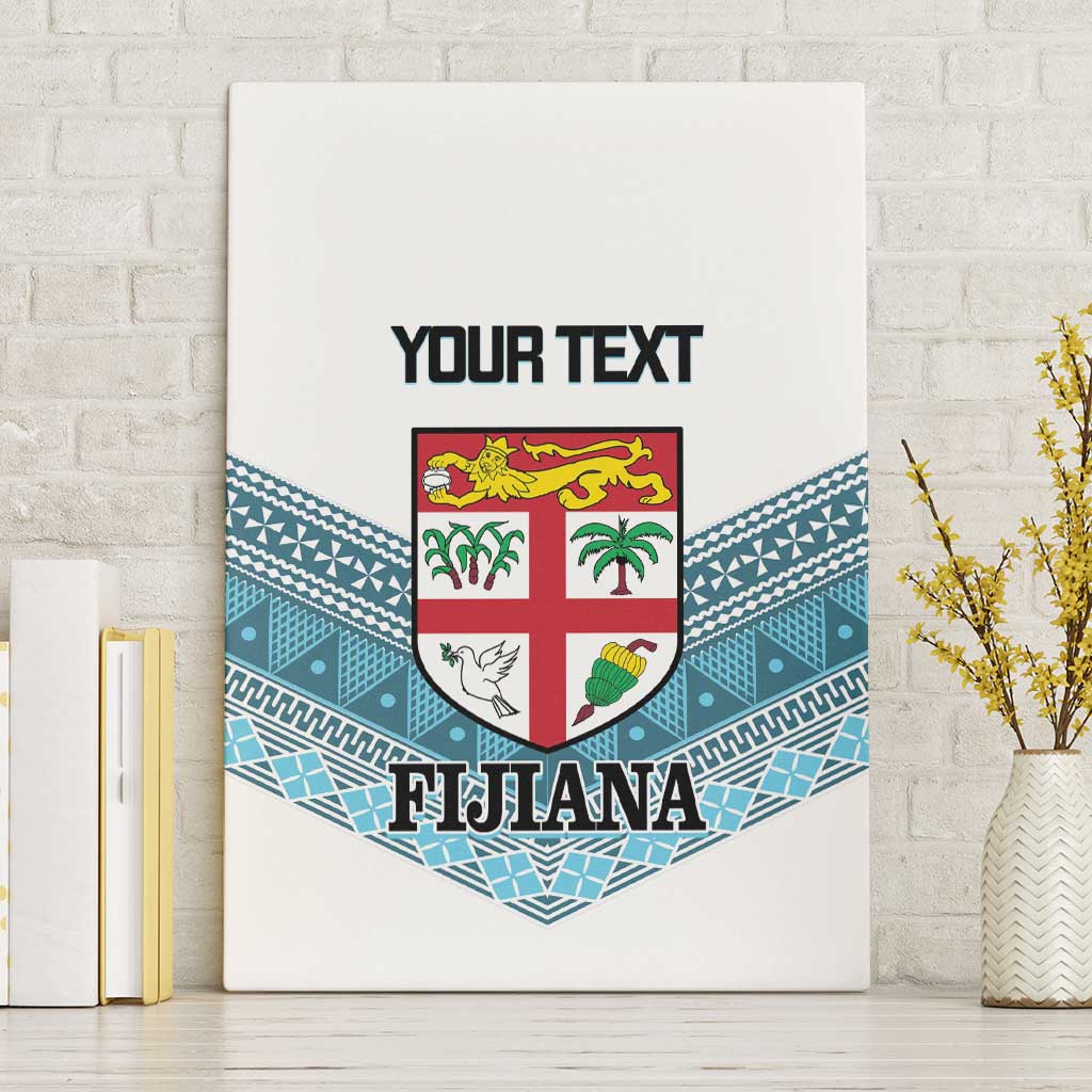 Custom Fiji Tapa Rugby 2025 Canvas Wall Art Go Champions Fijiana LT14 Without Frame White - Polynesian Pride