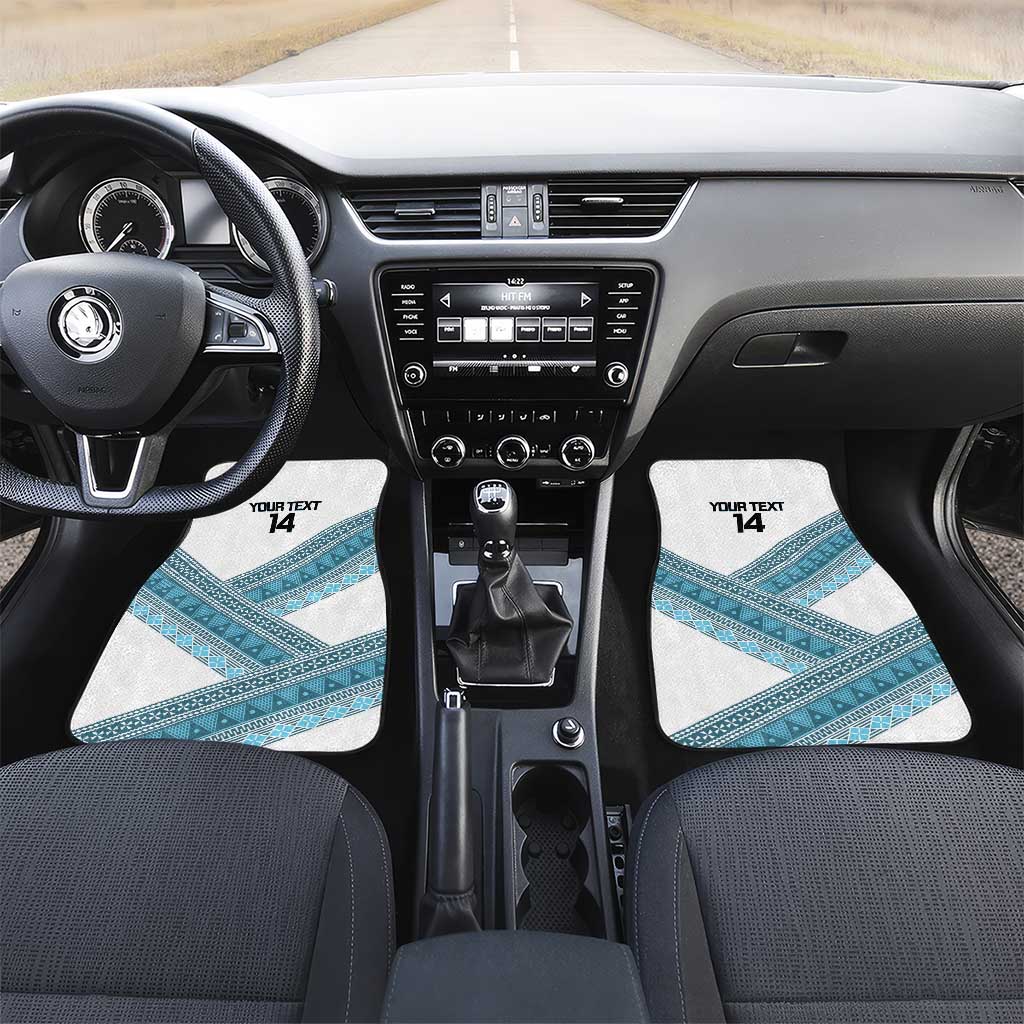 Custom Fiji Tapa Rugby 2025 Car Mats Go Champions Fijiana LT14 Set 2pcs - Front White - Polynesian Pride