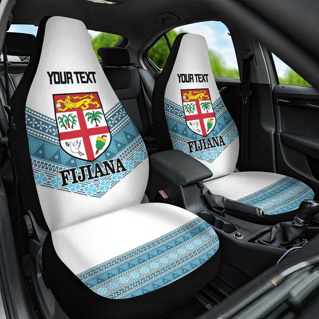 Custom Fiji Tapa Rugby 2025 Car Seat Cover Go Champions Fijiana LT14 One Size White - Polynesian Pride