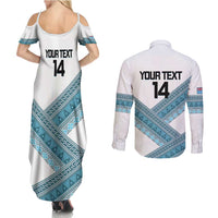 Custom Fiji Tapa Rugby 2025 Couples Matching Summer Maxi Dress and Long Sleeve Button Shirt Go Champions Fijiana LT14 - Polynesian Pride