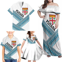 Custom Fiji Tapa Rugby 2025 Family Matching Off Shoulder Maxi Dress and Hawaiian Shirt Go Champions Fijiana LT14 - Polynesian Pride