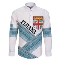 Custom Fiji Tapa Rugby 2025 Family Matching Off Shoulder Maxi Dress and Hawaiian Shirt Go Champions Fijiana LT14 Dad's Shirt - Long Sleeve White - Polynesian Pride