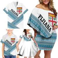 Custom Fiji Tapa Rugby 2025 Family Matching Off Shoulder Short Dress and Hawaiian Shirt Go Champions Fijiana LT14 - Polynesian Pride