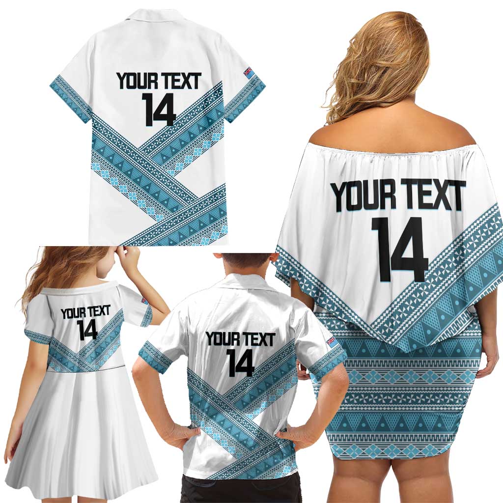 Custom Fiji Tapa Rugby 2025 Family Matching Off Shoulder Short Dress and Hawaiian Shirt Go Champions Fijiana LT14 - Polynesian Pride