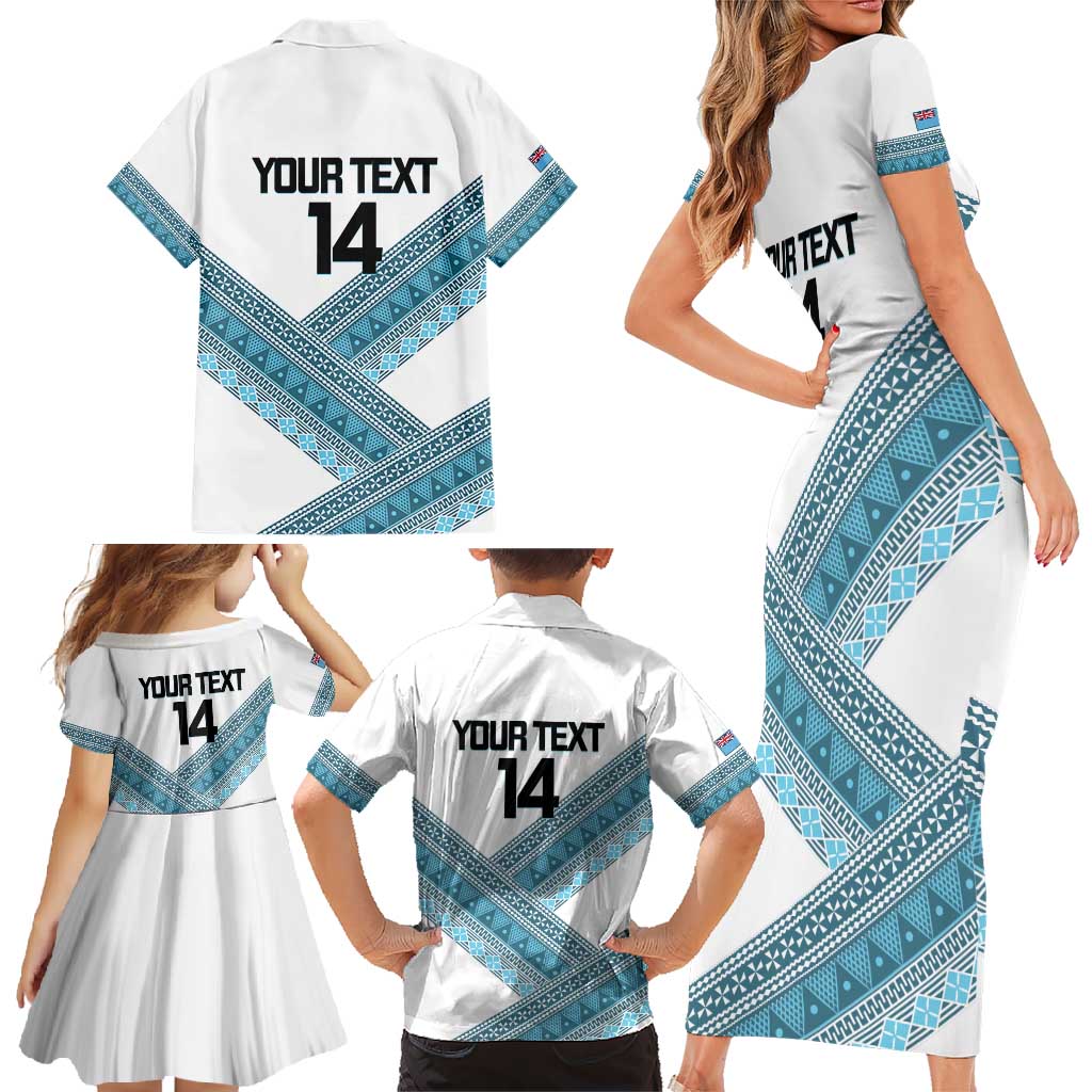 Custom Fiji Tapa Rugby 2025 Family Matching Short Sleeve Bodycon Dress and Hawaiian Shirt Go Champions Fijiana LT14 - Polynesian Pride