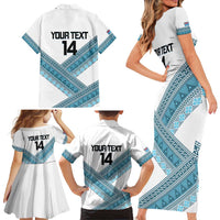Custom Fiji Tapa Rugby 2025 Family Matching Short Sleeve Bodycon Dress and Hawaiian Shirt Go Champions Fijiana LT14 - Polynesian Pride