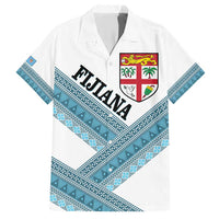Custom Fiji Tapa Rugby 2025 Family Matching Short Sleeve Bodycon Dress and Hawaiian Shirt Go Champions Fijiana LT14 Dad's Shirt - Short Sleeve White - Polynesian Pride