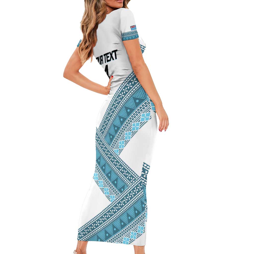 Custom Fiji Tapa Rugby 2025 Family Matching Short Sleeve Bodycon Dress and Hawaiian Shirt Go Champions Fijiana LT14 - Polynesian Pride