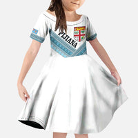 Custom Fiji Tapa Rugby 2025 Family Matching Tank Maxi Dress and Hawaiian Shirt Go Champions Fijiana LT14 Daughter's Dress White - Polynesian Pride