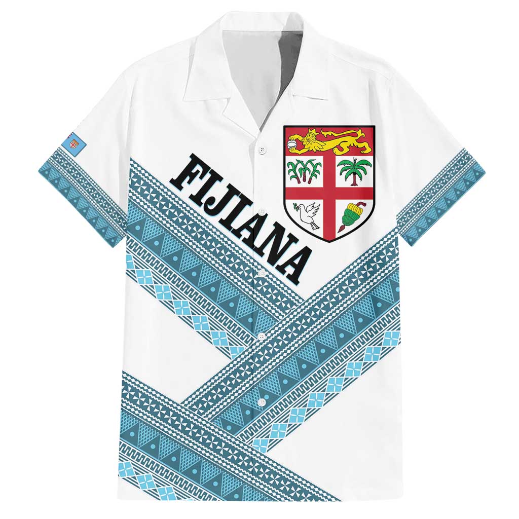 Custom Fiji Tapa Rugby 2025 Hawaiian Shirt Go Champions Fijiana LT14 White - Polynesian Pride