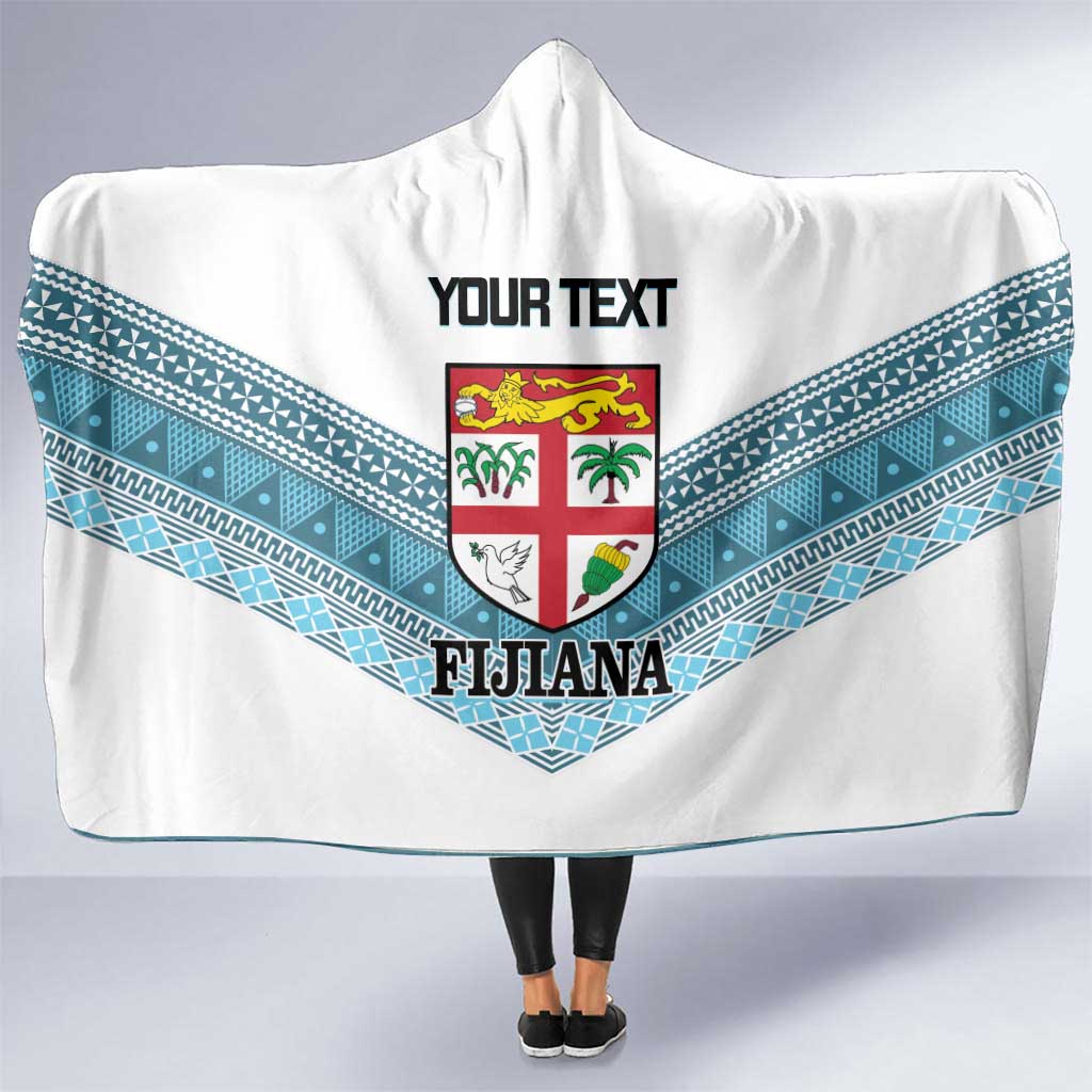 Custom Fiji Tapa Rugby 2025 Hooded Blanket Go Champions Fijiana LT14 One Size White - Polynesian Pride