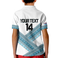 Custom Fiji Tapa Rugby 2025 Kid Polo Shirt Go Champions Fijiana LT14 - Polynesian Pride