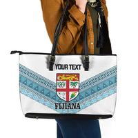 Custom Fiji Tapa Rugby 2025 Leather Tote Bag Go Champions Fijiana LT14 - Polynesian Pride