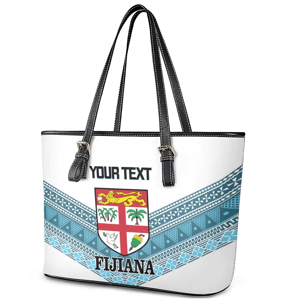 Custom Fiji Tapa Rugby 2025 Leather Tote Bag Go Champions Fijiana LT14 - Polynesian Pride