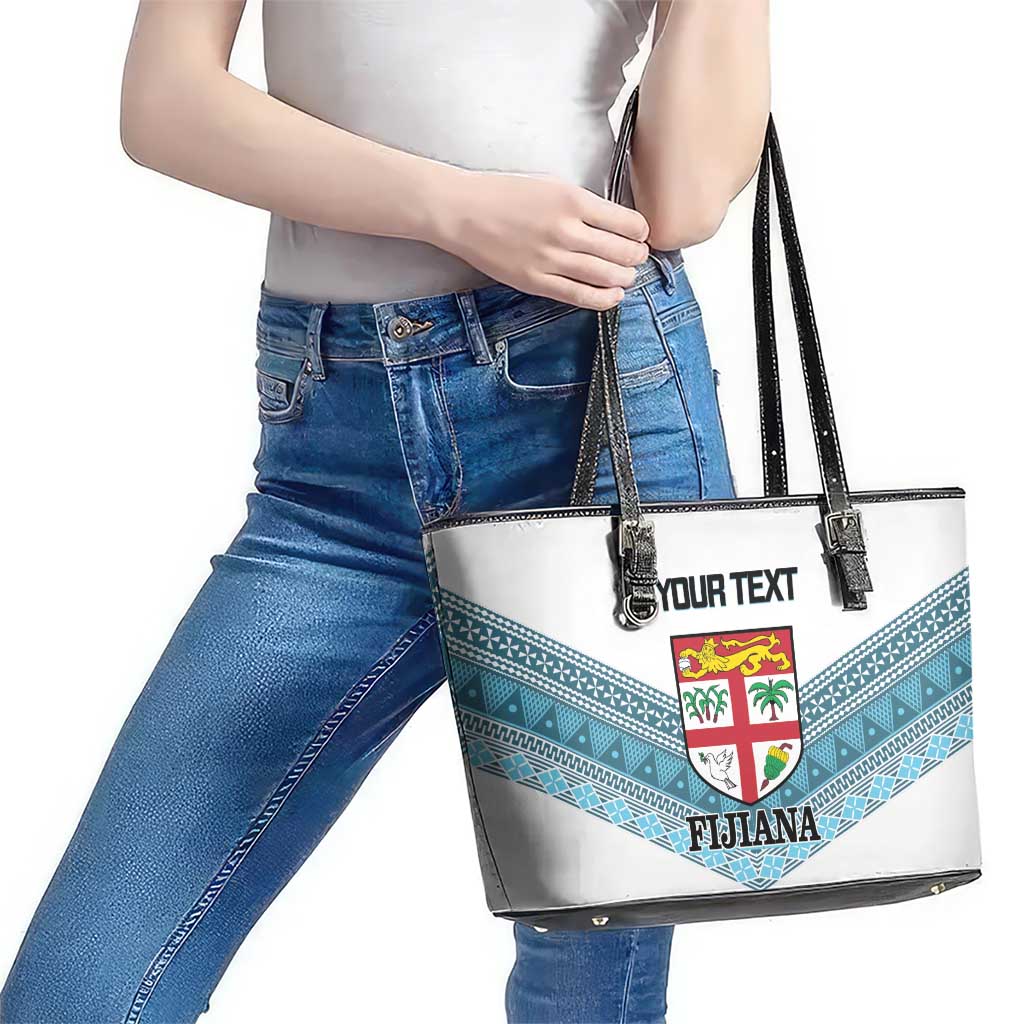 Custom Fiji Tapa Rugby 2025 Leather Tote Bag Go Champions Fijiana LT14 - Polynesian Pride
