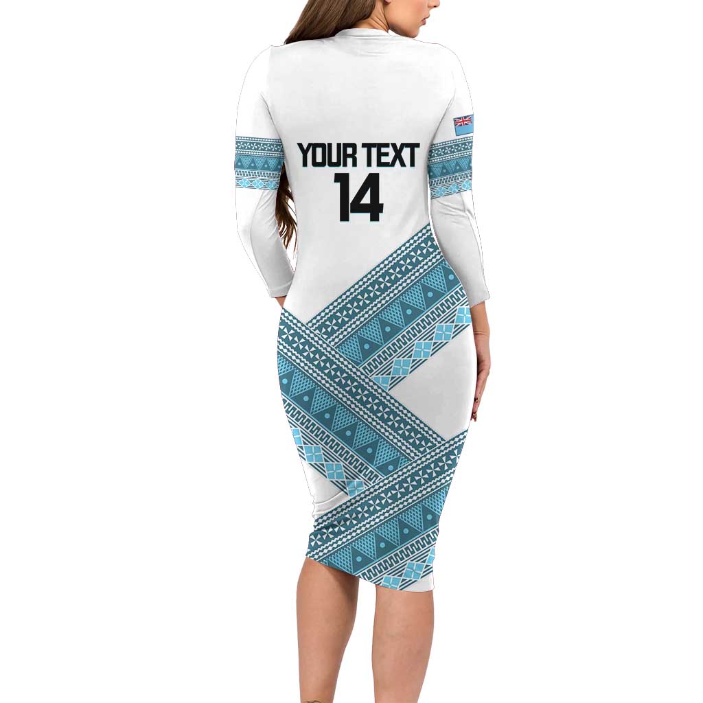 Custom Fiji Tapa Rugby 2025 Long Sleeve Bodycon Dress Go Champions Fijiana LT14 - Polynesian Pride