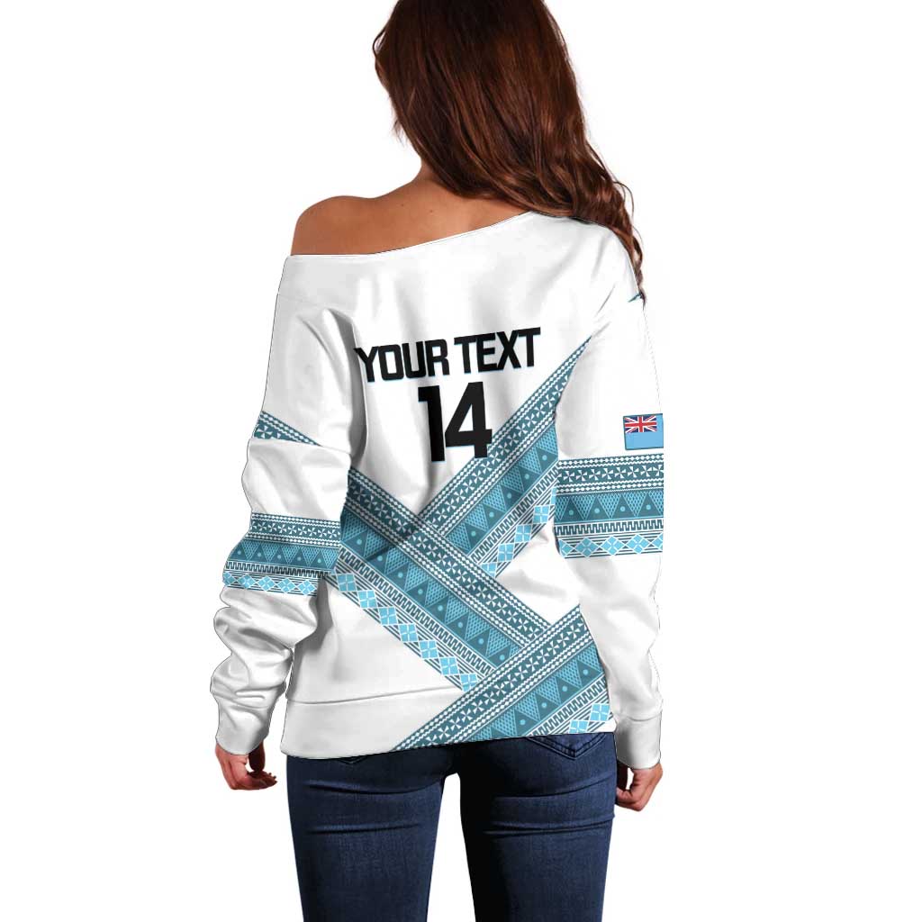 Custom Fiji Tapa Rugby 2025 Off Shoulder Sweater Go Champions Fijiana LT14 - Polynesian Pride