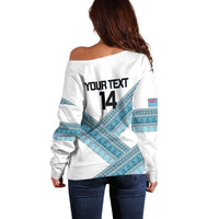 Custom Fiji Tapa Rugby 2025 Off Shoulder Sweater Go Champions Fijiana LT14 - Polynesian Pride