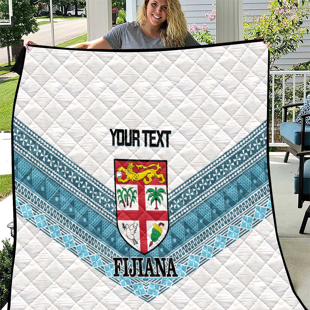 Custom Fiji Tapa Rugby 2025 Quilt Go Champions Fijiana LT14 White - Polynesian Pride