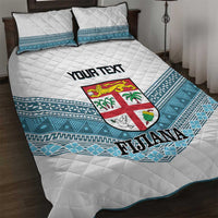 Custom Fiji Tapa Rugby 2025 Quilt Bed Set Go Champions Fijiana LT14 White - Polynesian Pride