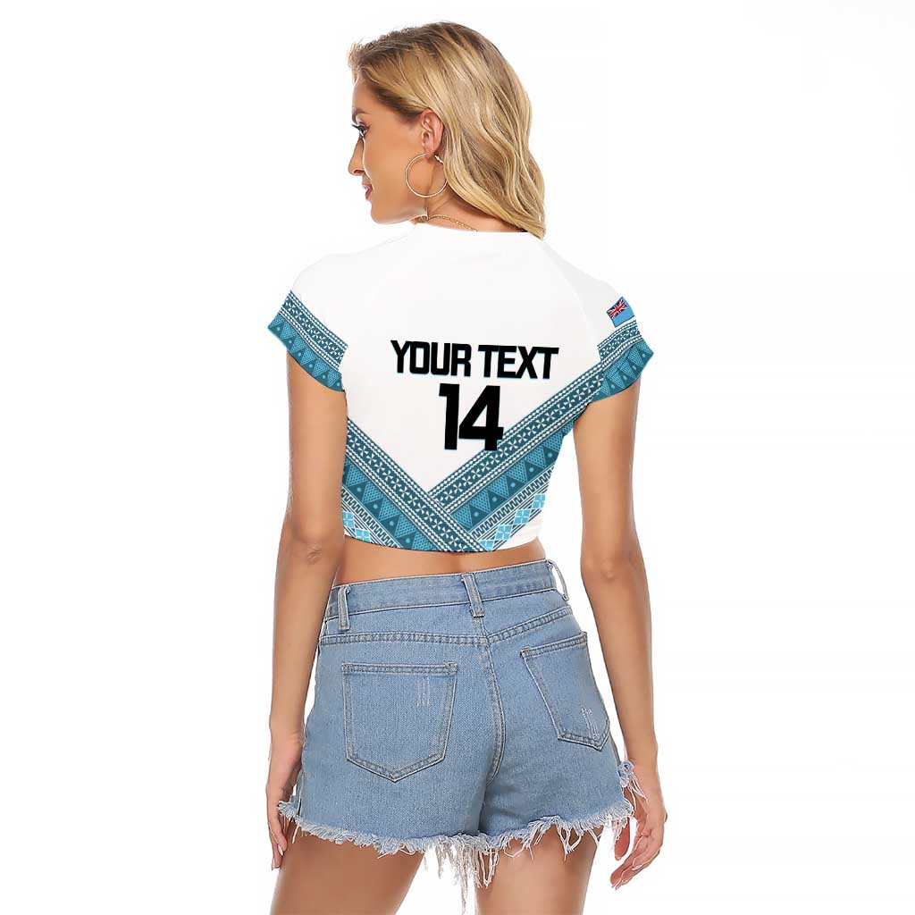 Custom Fiji Tapa Rugby 2025 Raglan Cropped T Shirt Go Champions Fijiana LT14 - Polynesian Pride