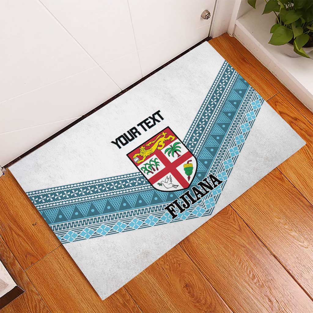 Custom Fiji Tapa Rugby 2025 Rubber Doormat Go Champions Fijiana LT14 - Polynesian Pride