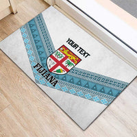 Custom Fiji Tapa Rugby 2025 Rubber Doormat Go Champions Fijiana LT14 - Polynesian Pride