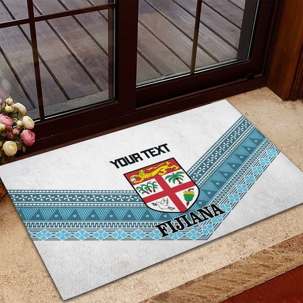 Custom Fiji Tapa Rugby 2025 Rubber Doormat Go Champions Fijiana LT14 - Polynesian Pride