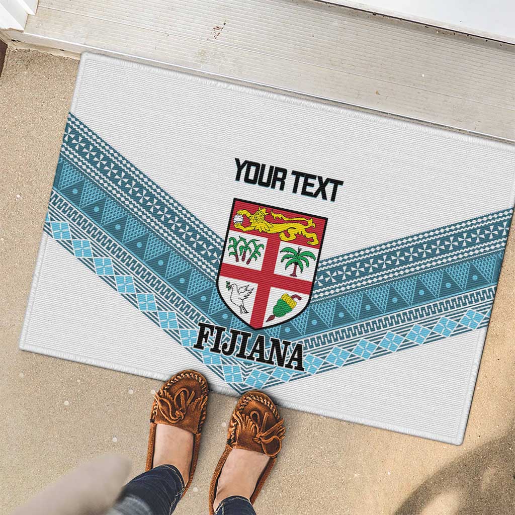 Custom Fiji Tapa Rugby 2025 Rubber Doormat Go Champions Fijiana LT14 - Polynesian Pride