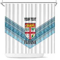 Custom Fiji Tapa Rugby 2025 Shower Curtain Go Champions Fijiana LT14 White - Polynesian Pride