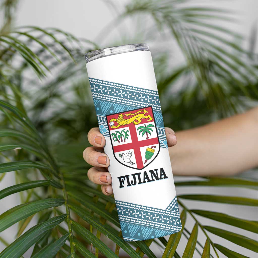 Custom Fiji Tapa Rugby 2025 Skinny Tumbler Go Champions Fijiana LT14 - Polynesian Pride