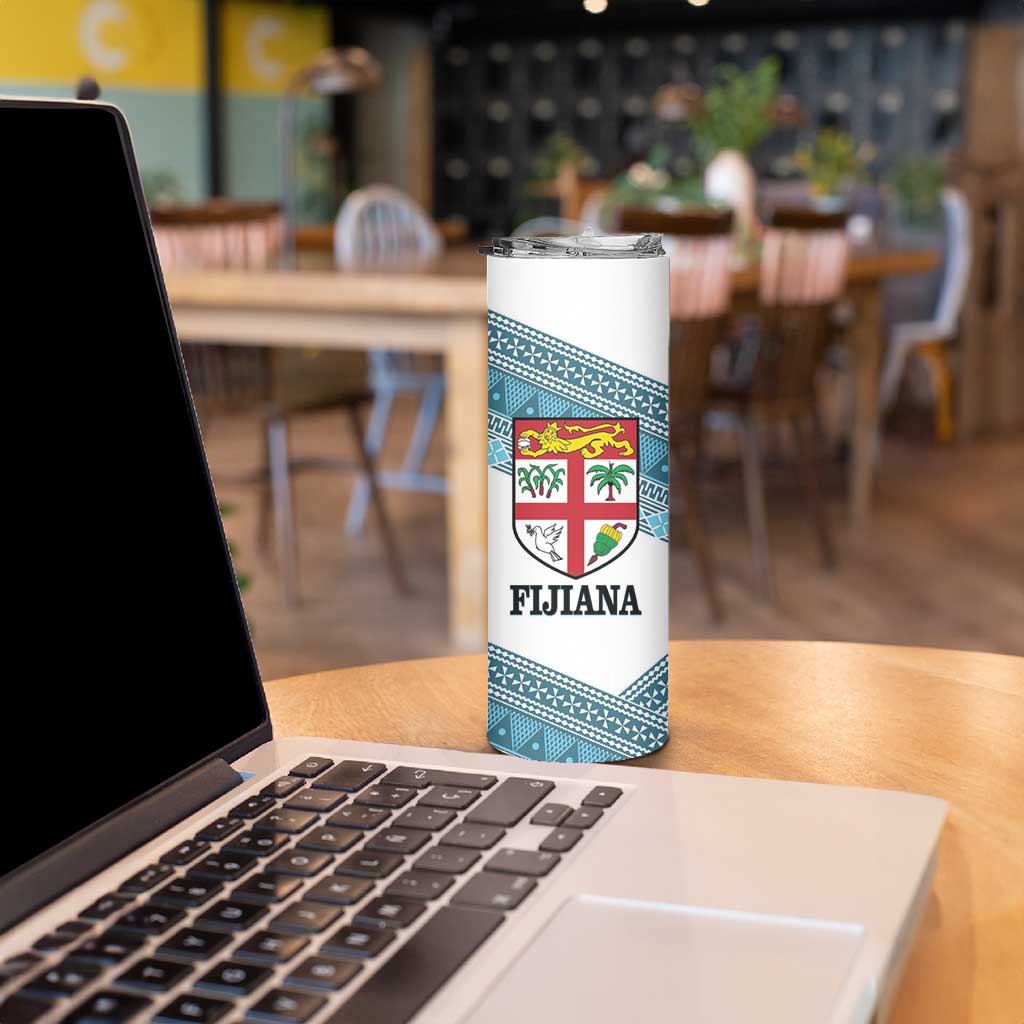 Custom Fiji Tapa Rugby 2025 Skinny Tumbler Go Champions Fijiana LT14 - Polynesian Pride