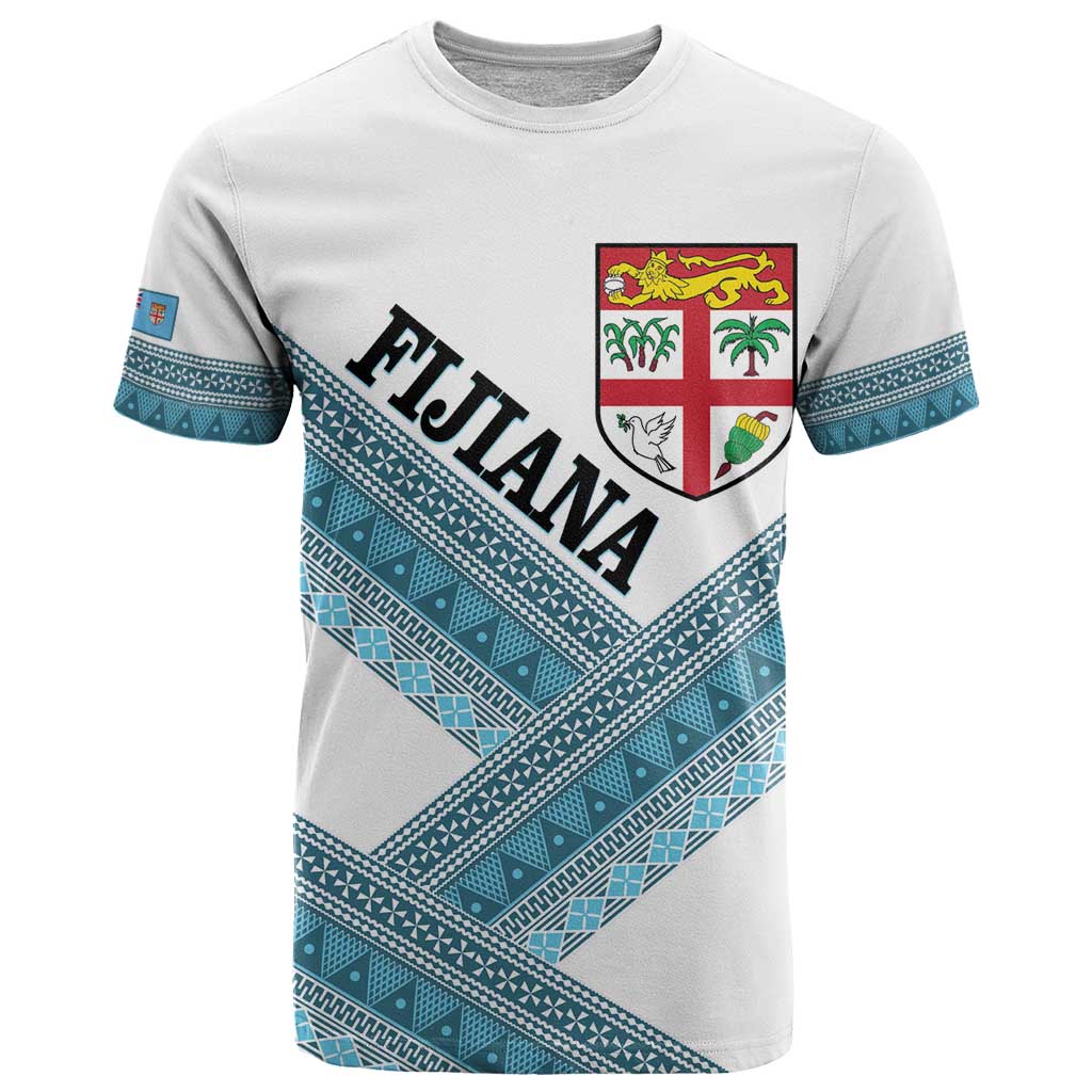 Custom Fiji Tapa Rugby 2025 T Shirt Go Champions Fijiana LT14 White - Polynesian Pride