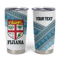 Custom Fiji Tapa Rugby 2025 Tumbler Cup Go Champions Fijiana LT14 White - Polynesian Pride