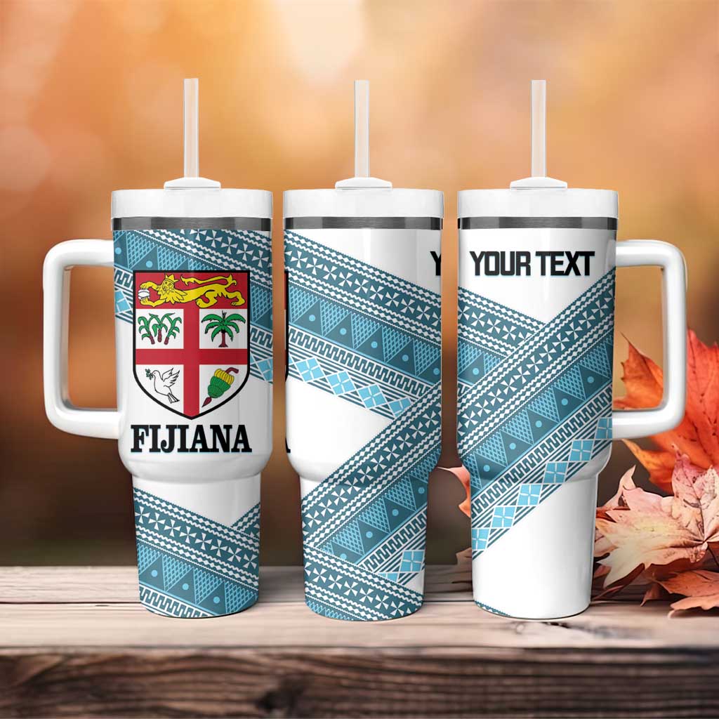Custom Fiji Tapa Rugby 2025 Tumbler With Handle Go Champions Fijiana LT14 - Polynesian Pride