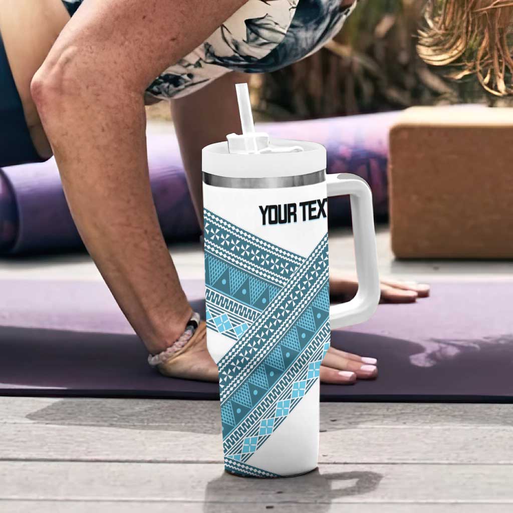 Custom Fiji Tapa Rugby 2025 Tumbler With Handle Go Champions Fijiana LT14 - Polynesian Pride