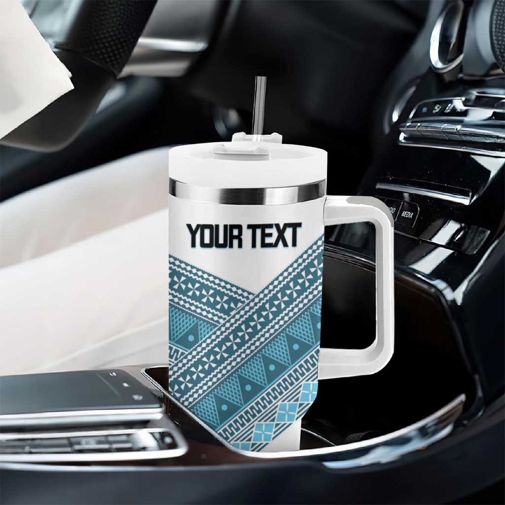 Custom Fiji Tapa Rugby 2025 Tumbler With Handle Go Champions Fijiana LT14 - Polynesian Pride