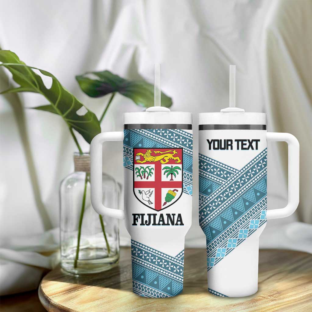 Custom Fiji Tapa Rugby 2025 Tumbler With Handle Go Champions Fijiana LT14 - Polynesian Pride