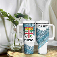 Custom Fiji Tapa Rugby 2025 Tumbler With Handle Go Champions Fijiana LT14 - Polynesian Pride