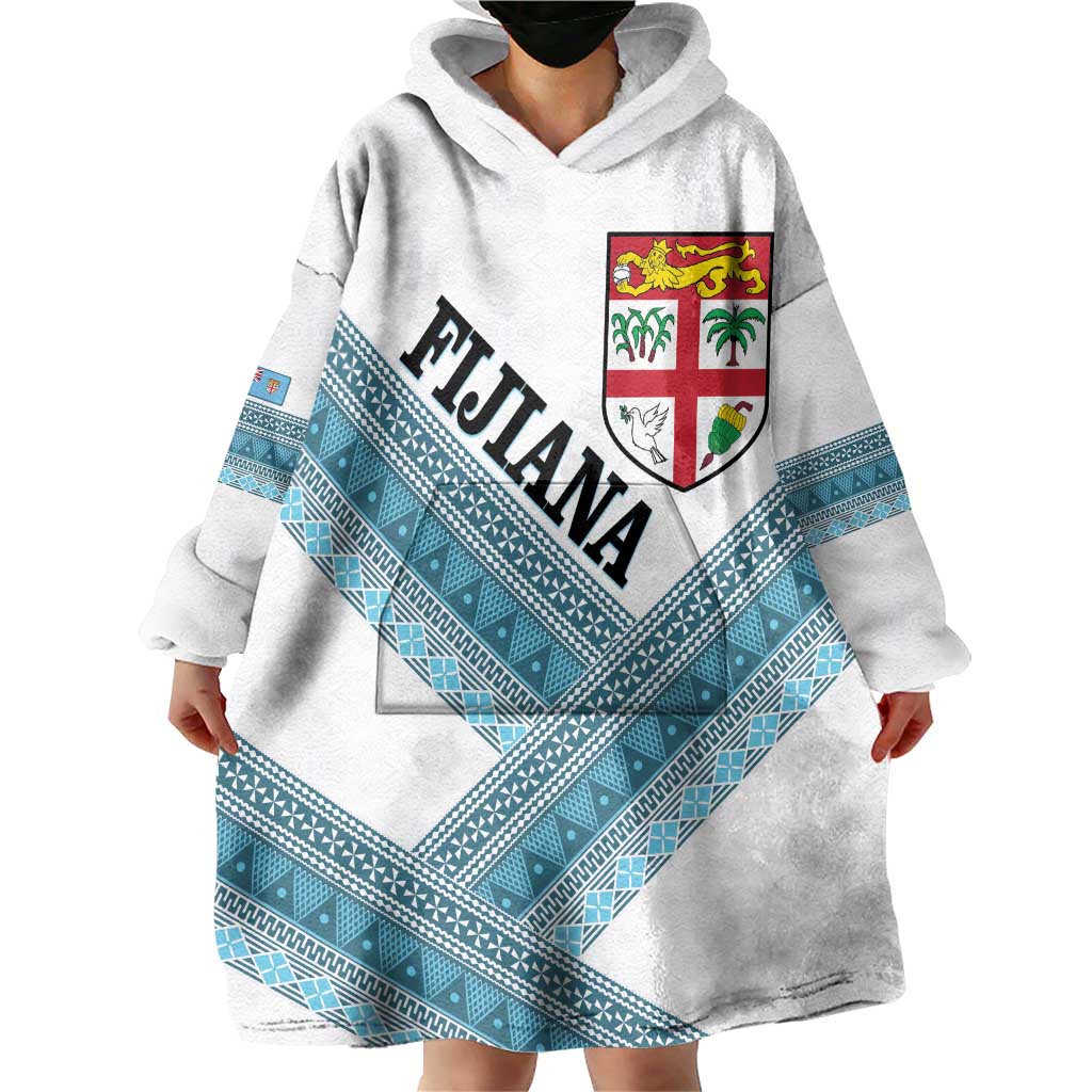 Custom Fiji Tapa Rugby 2025 Wearable Blanket Hoodie Go Champions Fijiana LT14 - Polynesian Pride
