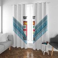 Custom Fiji Tapa Rugby 2025 Window Curtain Go Champions Fijiana LT14 With Grommets White - Polynesian Pride