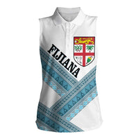 Custom Fiji Tapa Rugby 2025 Women Sleeveless Polo Shirt Go Champions Fijiana LT14 Female White - Polynesian Pride