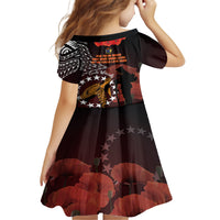Cook Islands ANZAC Day Family Matching Off Shoulder Long Sleeve Dress and Hawaiian Shirt Poppies With Sea Turtle LT14 - Polynesian Pride