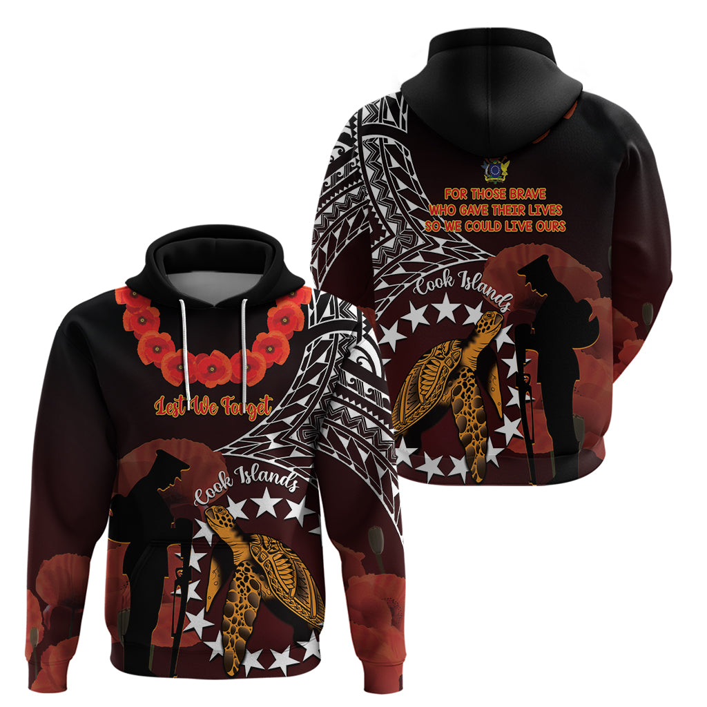 Cook Islands ANZAC Day Zip Hoodie Poppies With Sea Turtle LT14 - Polynesian Pride