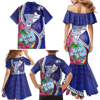 Biba Guam Liberation Day Family Matching Mermaid Dress and Hawaiian Shirt Tano y Chamoru Latte Stone Blue LT14 - Polynesian Pride