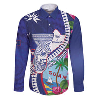 Biba Guam Liberation Day Family Matching Puletasi and Hawaiian Shirt Tano y Chamoru Latte Stone Blue LT14 Dad's Shirt - Long Sleeve Blue - Polynesian Pride