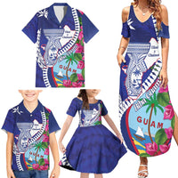 Biba Guam Liberation Day Family Matching Summer Maxi Dress and Hawaiian Shirt Tano y Chamoru Latte Stone Blue LT14 - Polynesian Pride