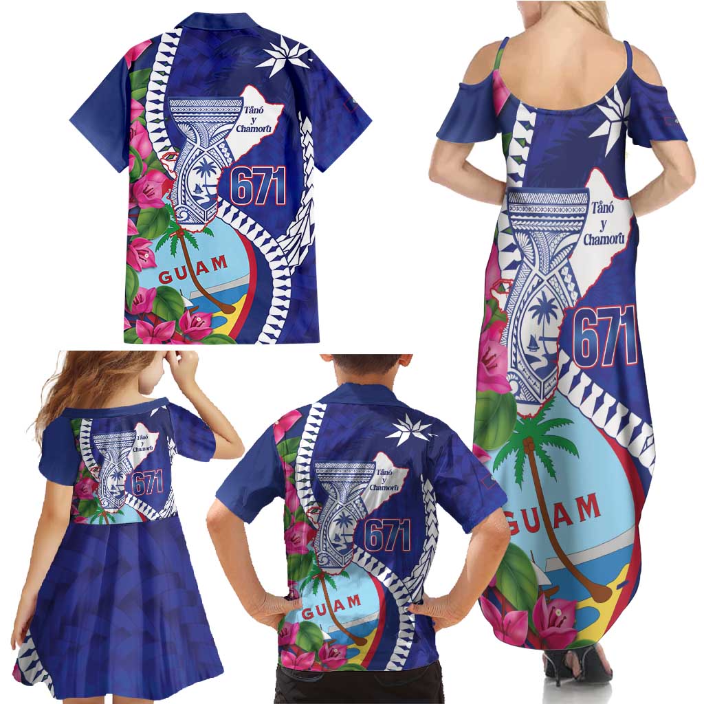 Biba Guam Liberation Day Family Matching Summer Maxi Dress and Hawaiian Shirt Tano y Chamoru Latte Stone Blue LT14 - Polynesian Pride