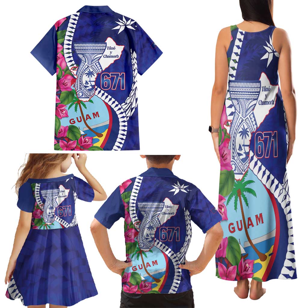 Biba Guam Liberation Day Family Matching Tank Maxi Dress and Hawaiian Shirt Tano y Chamoru Latte Stone Blue LT14 - Polynesian Pride