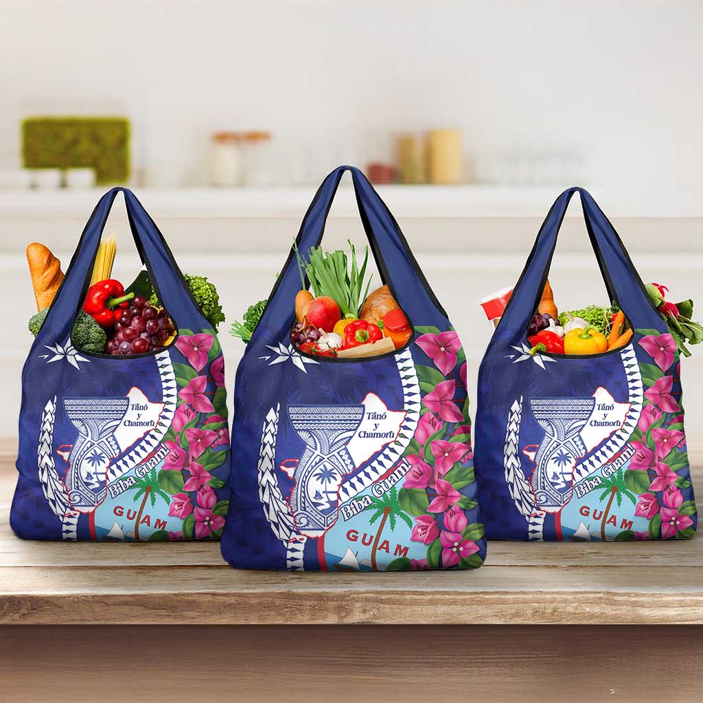 Biba Guam Liberation Day Grocery Bag Tano y Chamoru Latte Stone Blue